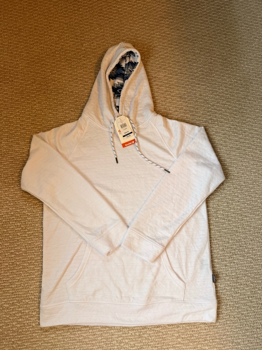 Men's DepartWest White Hoodie with Patterned Hood Lining